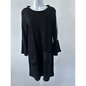 Atos Lombardini Black Knit Mini Shift Dress Edgy Alt Girl M ? (b49)